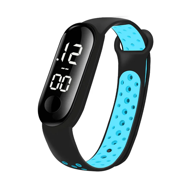 Nova moda simples relógio esportivo para crianças à prova dwaterproof água led relógio digital pulseira de silicone adolescente duplo tom cor relógio de pulso