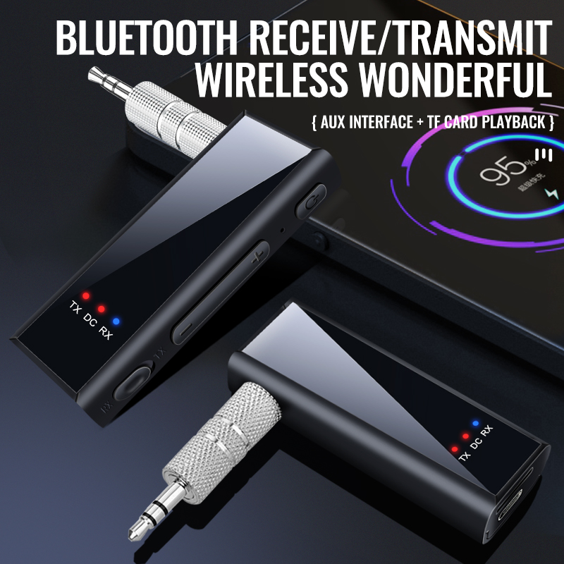 Bluetooth 5.4 transmissor de áudio receptor 3.5mm aux hifi adaptador sem fio com microfone suporte tf cartão jogar para carro avião tv pc