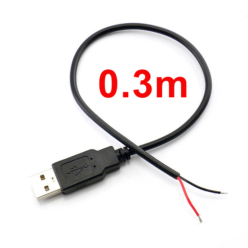 5 В USB 2,0 2-контактный 2-проводной разъем «сделай сам», USB-разъем, удлинительный кабель для зарядки, адаптер разъема 0,3 м/1 м/2 м