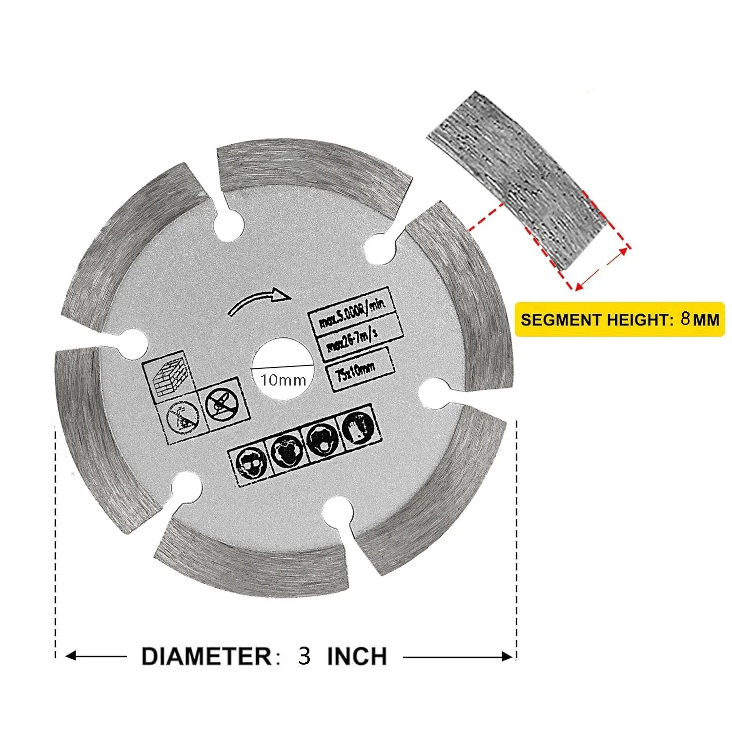 3 "disco de corte de pedra mini lâmina de serra 75mm lâmina de corte de diamante cerâmica concreto corte de mármore para moedor de ângulo 1-3 peças