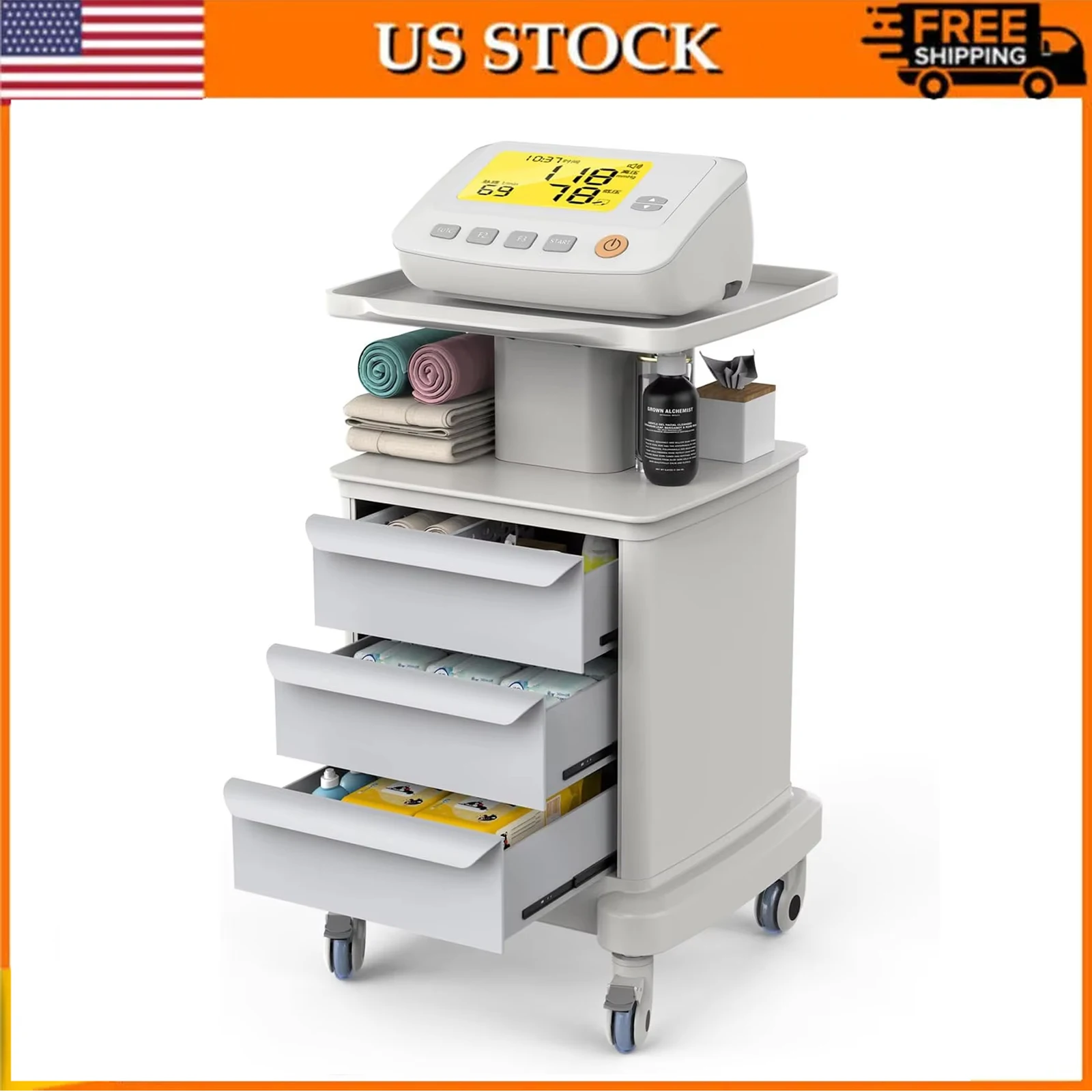 Mobile Storage Cart Dental Clinic Beauty Instrument Tool Trolley Bracket Dental Scanner Cart Storage Auxiliary Cart with Wheels