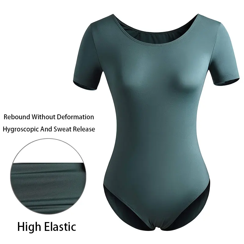 Damen Classic Team Basic Kurzarm-Ballett-Tanztrikots für Erwachsene, Gymnastik-Tanzoberteile mit weichem Futter, Ballettkleidung