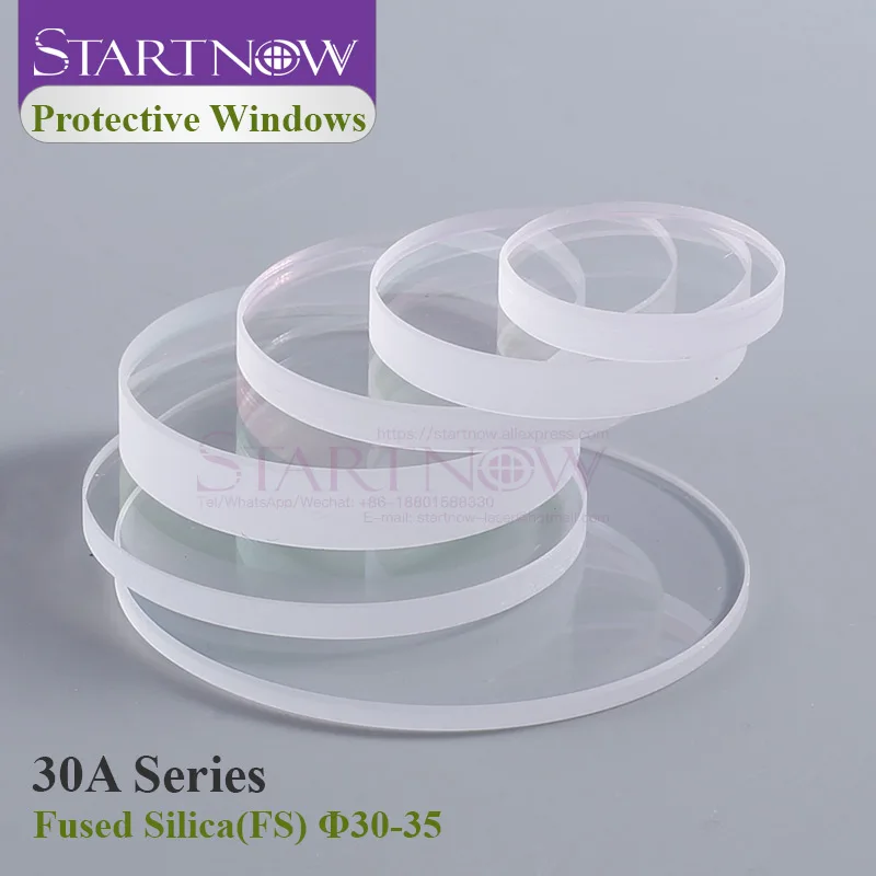 Startnow Dia.30/32/34Mm Laser Bảo Vệ Windows 30*5 34X5 Hợp Nhất Silica Cắt Laser ống Kính WSX 1064nm Thi HSG Sợi Penta Laser Phần