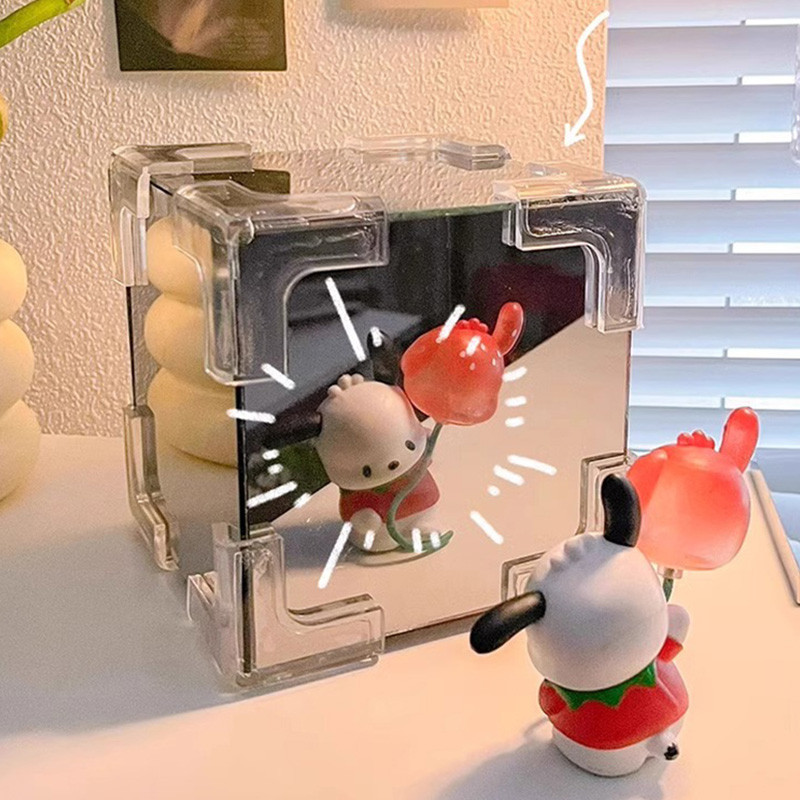 Romantic Tulip Mirror LED Night Light DIY Pink Blue Purple Atmosphere Light Acrylic Square Shape for Home Bedroom Party Decor