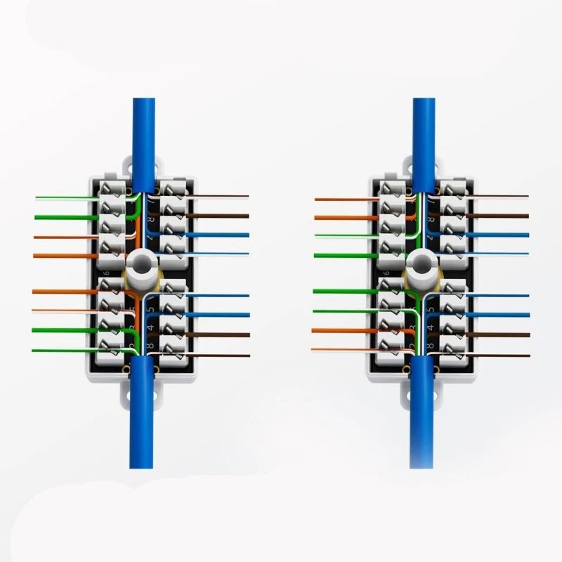 T8WC Cat6 Junction Box RJ45 Splices Connectors Unshielded Down Type Coupler for Cat6 Ethernet Cable Accessories