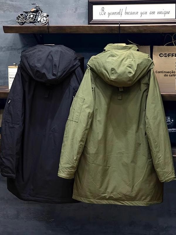 Casaco Masculino Estilo Americano com Capuz para Inverno, Jaqueta de Trabalho, Corta-Vento, Casaco Militar de Crimento Méd...