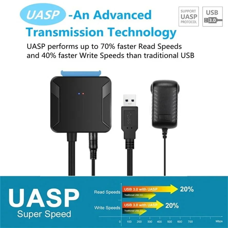 Cable convertidor adaptador USB 3,0 a Sata 3, Cable convertidor de disco duro USB 3,0 para Samsung Seagate WD 2,5 "3,5" adaptador HDD SSD
