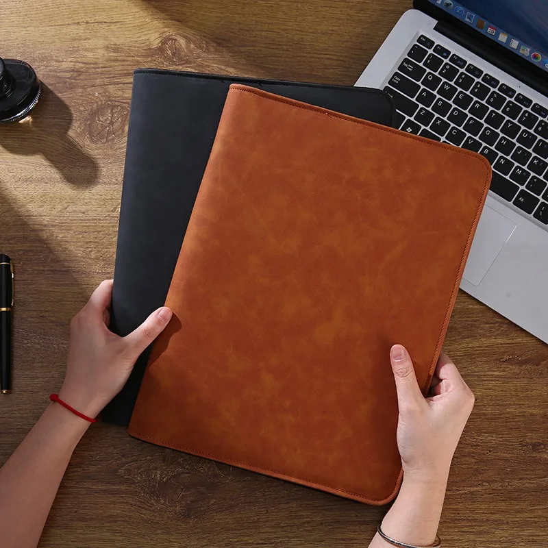 University Executive A4 Conference Leather Portfolio File Folder Organizer Filling Folders Porte Documents Holder for Office