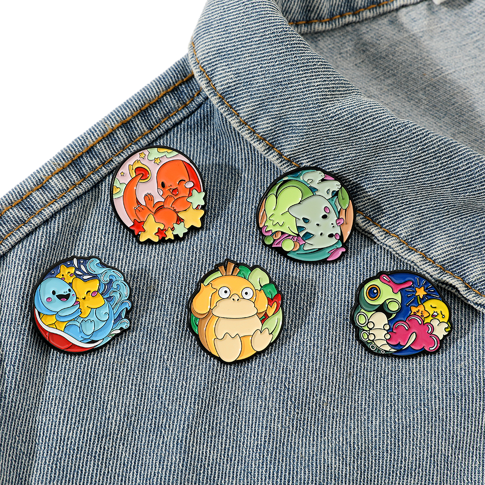 5 Pcs Creative Cartoon Pokémon Metal Brooch Cute Charmander enamel lapel Backpack Clothing Pin Jewelry Accessories Gift