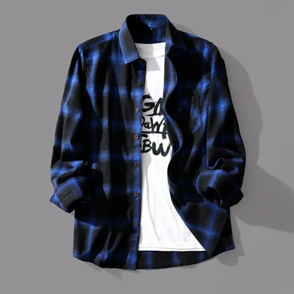Schwarz Weiß Karierte Hemden Männer Kariertes Hemd Mantel Langarmhemden Männliche Casual Jugendjacke Dünner Mantel Langarm Knöpfe Hemden