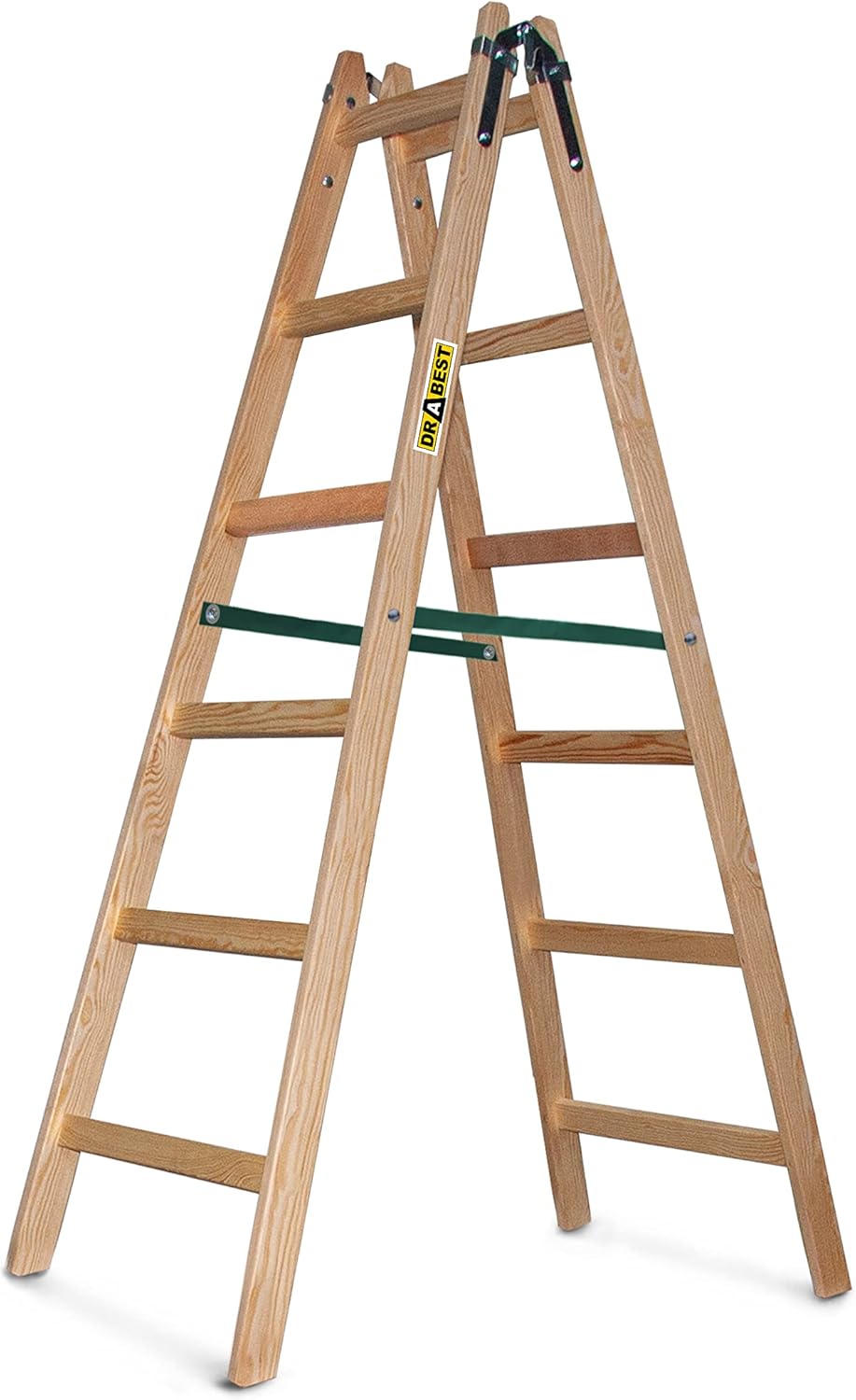 Houten Ladder Voor Het Schilderen, 2X6 Sporten, Tot 150Kg, Opvouwbaar, 1.82-3.3M Werkhoogte. Stap, Schraag, Trapladder, Beloopbare Bot