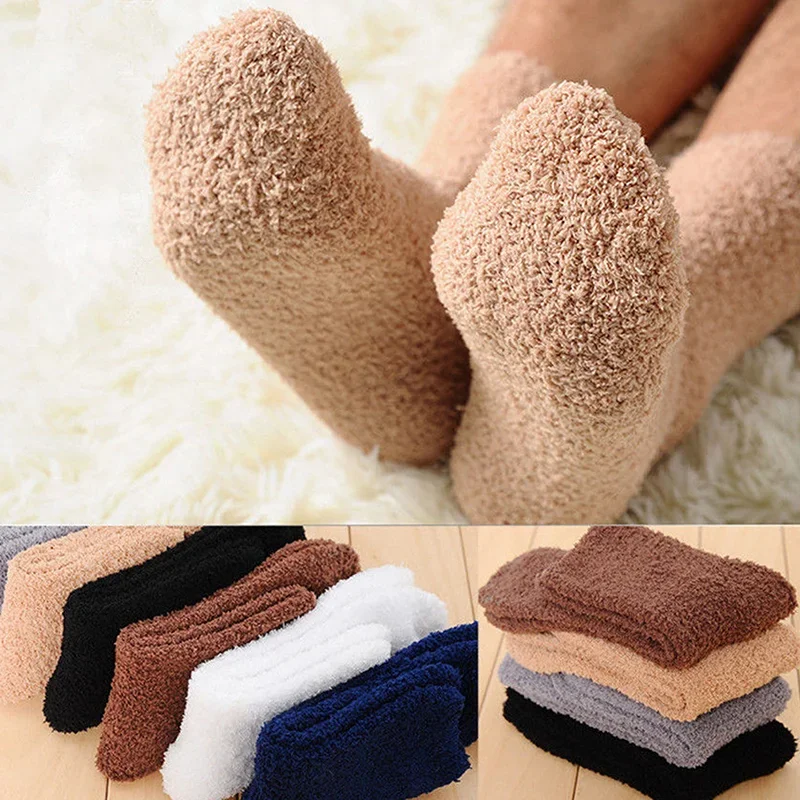 Calcetines mullidos y cálidos para hombre, calcetín de toalla de terciopelo Coral elástico suave, térmico, acogedor, para dormir, invierno, envío directo