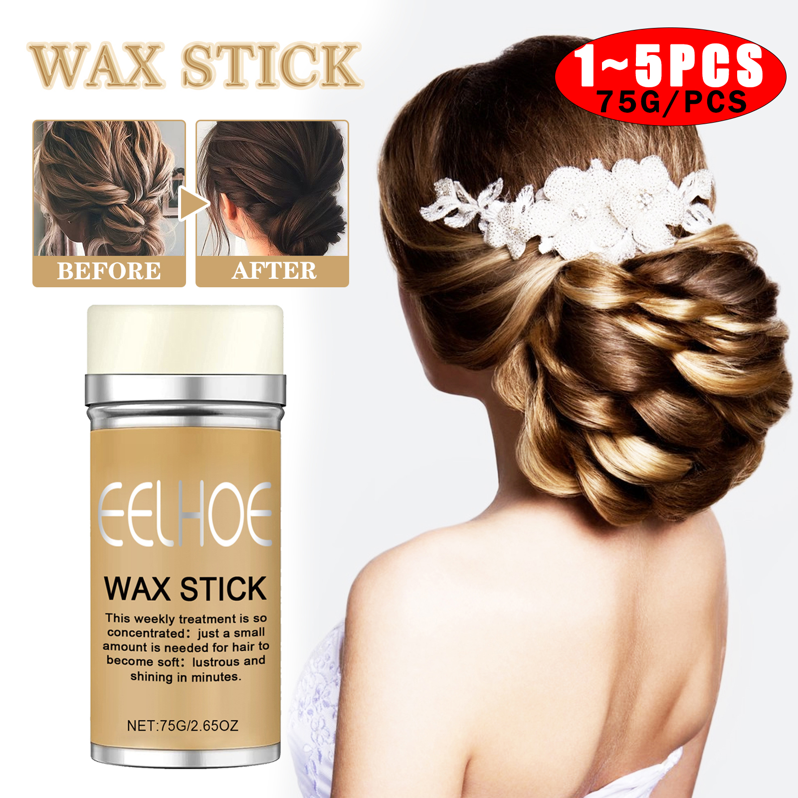 EELHOE-palo de cera para el cabello, crema de Gel de sujeción de larga duración, estilismo para el cabello, Frizz fijo, esponjoso, cabello roto, mosca, borde, cera para el cabello Frizz