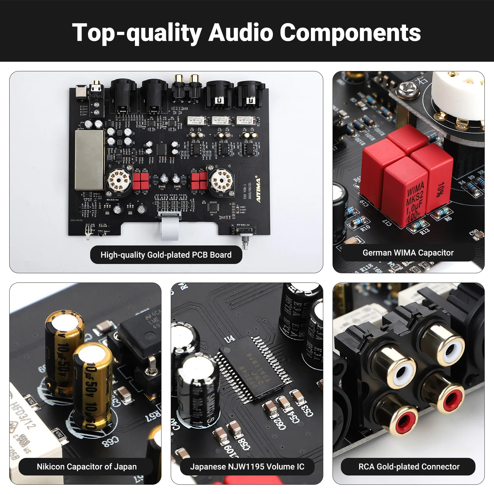 AIYIMA T20 Vacuum Tube Preamplifier  ECC83 Fully balanced Preamp RCA  XLR Input HiFi Stereo DAC   AMP 12V  Trigger output