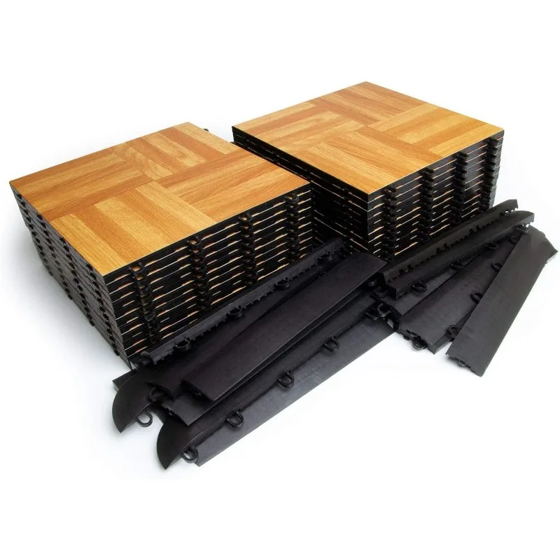 5X5 OAKFLOOR Interlocking Lightweight Plastic Modular Dance Floor Kit (5' x 5'), 45 Piece