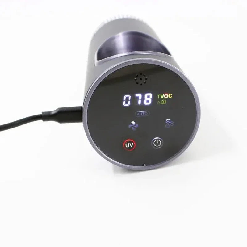 Purificador Portátil para coche, filtro Hepa con indicador AQI Real, función UV