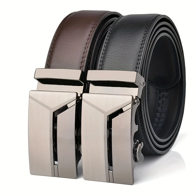 Cintos masculinos de negócios da moda Autênticos cintos de marca de luxo Cinto de fivela automática Cinto macio de couro com calças casuais Jeans