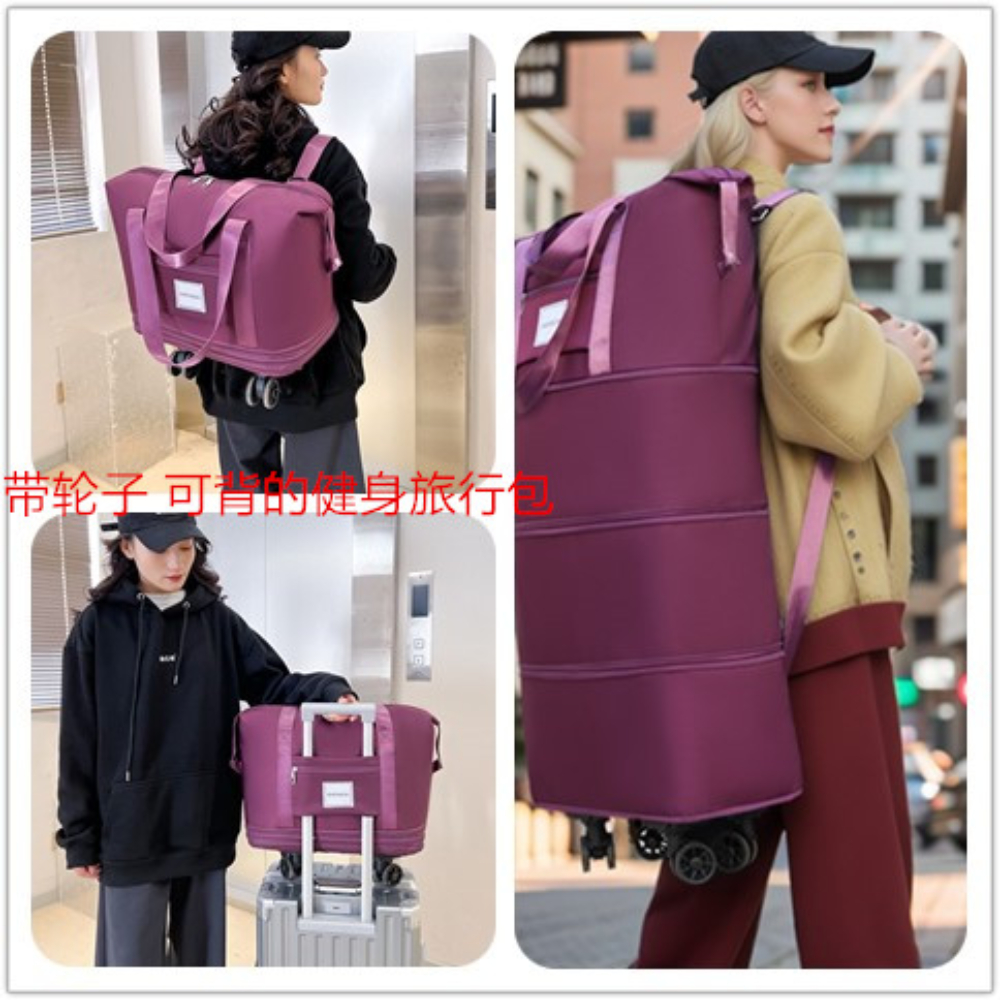 Bolsa de viagem mochila grande capacidade desmontagem universal roda saco de armazenamento bagagem portátil dupla camada verificado saco com roda