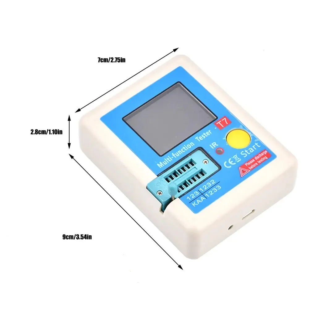 LCR-T7 เครื่องทดสอบทรานซิสเตอร์มัลติมิเตอร์จอแสดงผลสีสันสดใส TFT สําหรับ Diode Triode MOS/PNP/NPN ตัวเก็บประจุตัวต้านทานทรานซิสเตอร์