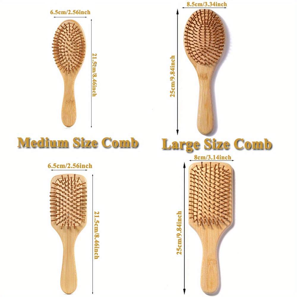 Pente de escova de cabelo de bambu natural melhora o crescimento do cabelo pentes de almofada de ar para massagem do couro cabeludo anti-estático sem emaranhado de cabelo