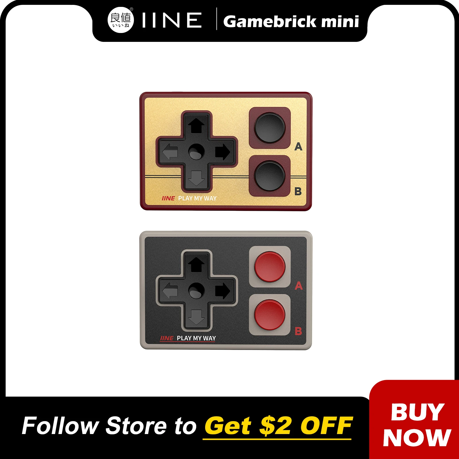 Mini controlador Retro IINE Gamebrick/controlador portátil/batería de larga duración de 10 horas/compatibilidad multiplataforma/soporta ratón a