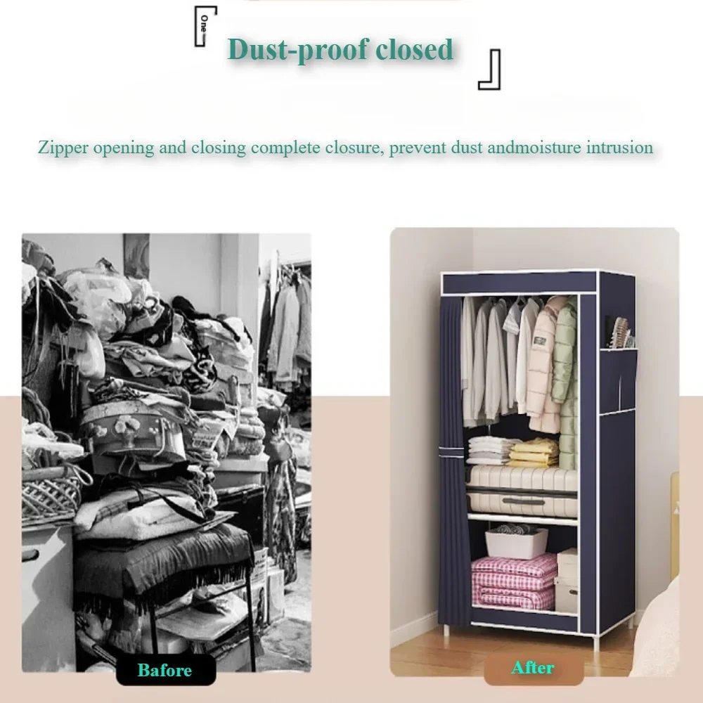 Minimalism Fabric Wardrobes Household Multi Layer Storage Wardrobe Dust Proof Foldable Clothing Hanger Bedroom Clothing Cabinet