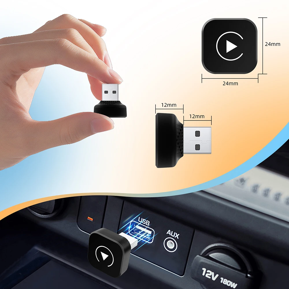 Mini adaptador 2 em 1 AI Box com fio para Carplay sem fio e Android Auto compatível com 99% de carros Plug and Play WiFi Smart Dongle