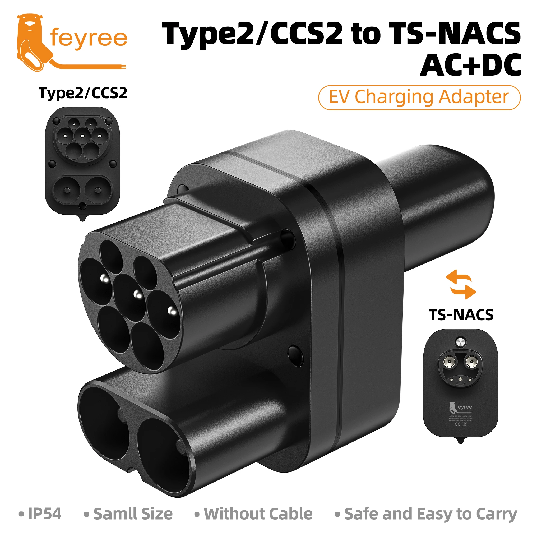 Feyree ccs2 para tesla ac + dc adaptador apto para tesla modelo 3/x/y feito nos eua ccs2 combo adaptador suporte ccs2 e tipo 2 ev carregador