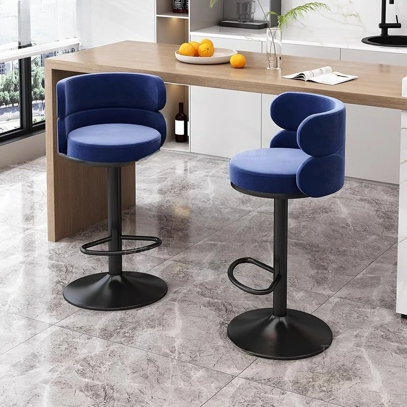 Swivel Adjustable Height Bar Stool with Backrest Luxury Modern Kitchen Island Counter Stool for Home Furniture/ Bar/ Reception