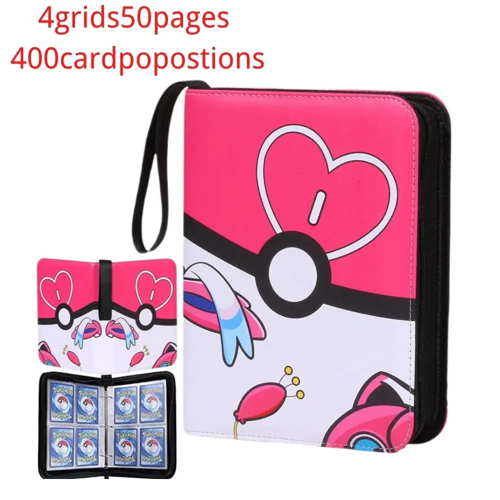 Binder Trading Card for Pokemon, Cartão Collection Binder, Titular dopersonalizado com 50 mangas, 400 bolsos