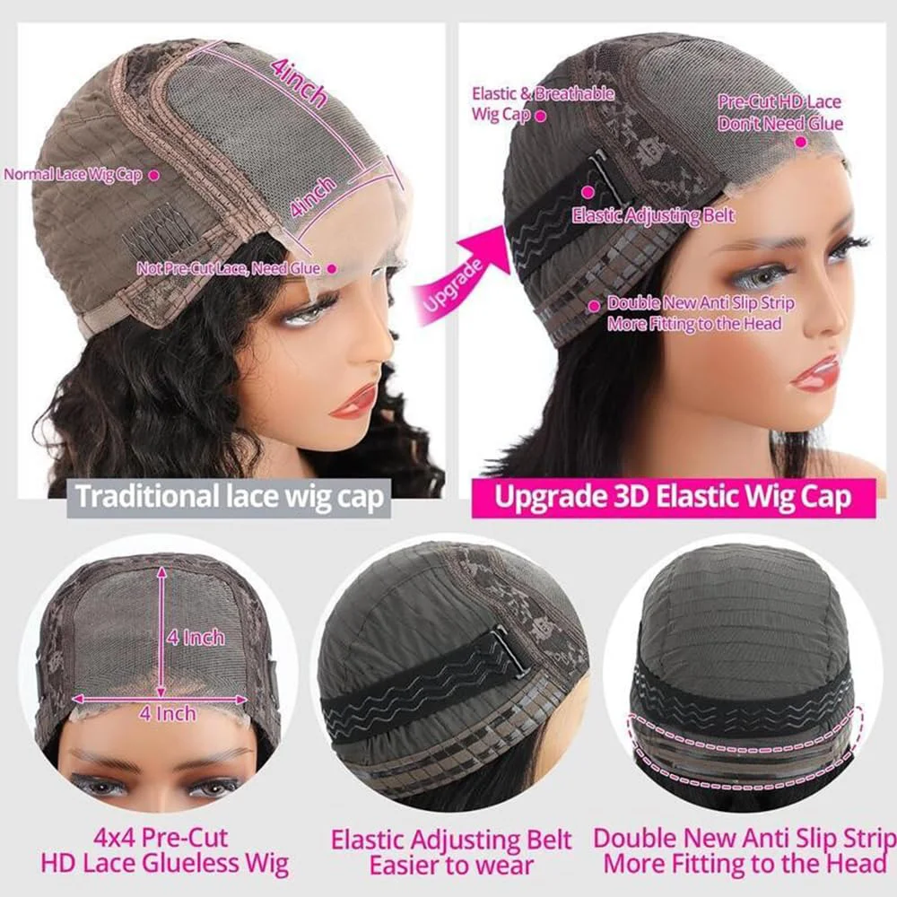 Wear e ir perucas sem cola cabelo humano bob em linha reta pré corte perucas dianteiras do laço cabelo humano atualizado sem cola perucas dianteiras do laço para mulher