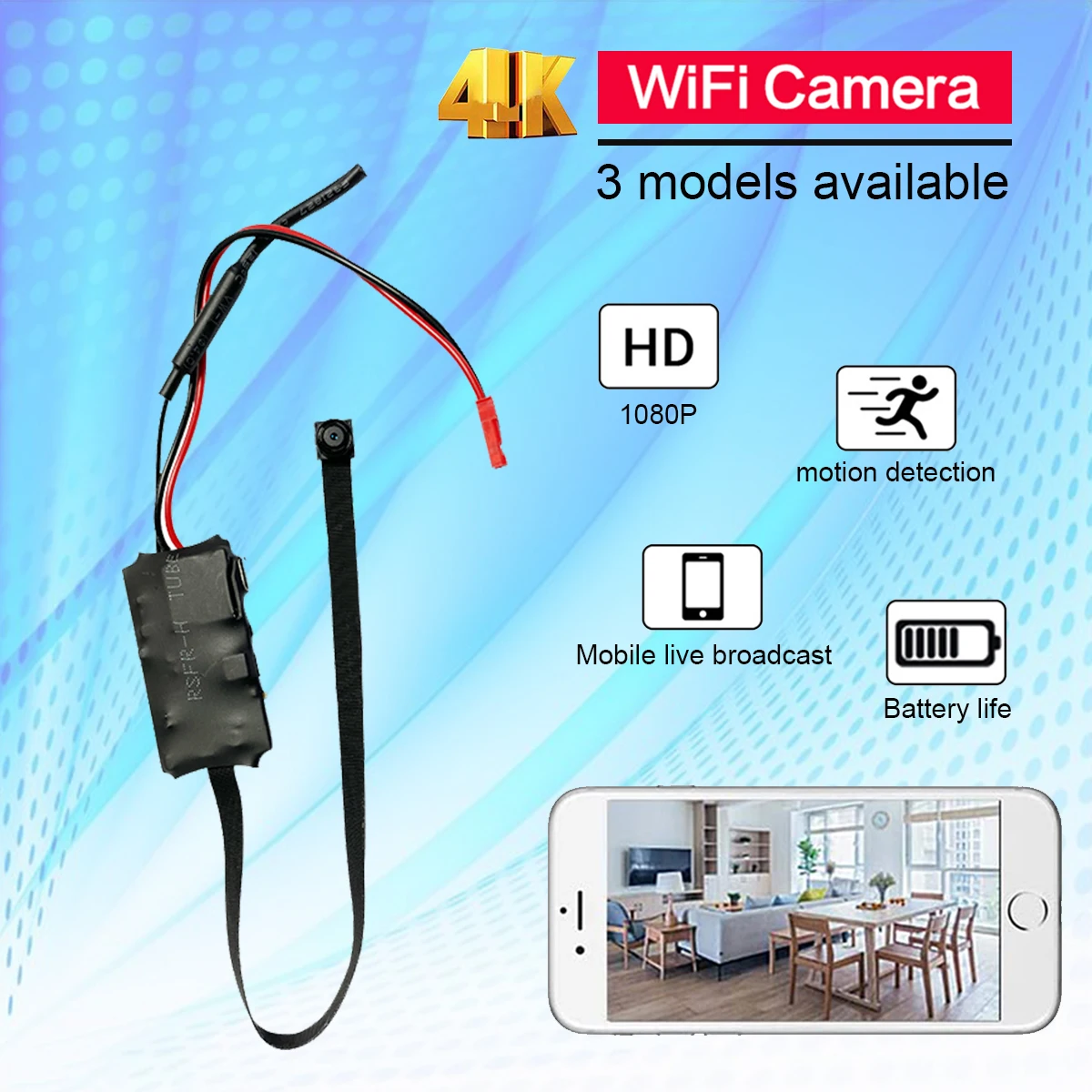 La cámara 4K DIY inalámbrica WiFi de 2.0MP admite aplicaciones de teléfonos inteligentes para ver transmisiones en vivo de forma remota Monitor IPC de calidad 1080P 3 modelos disponibles