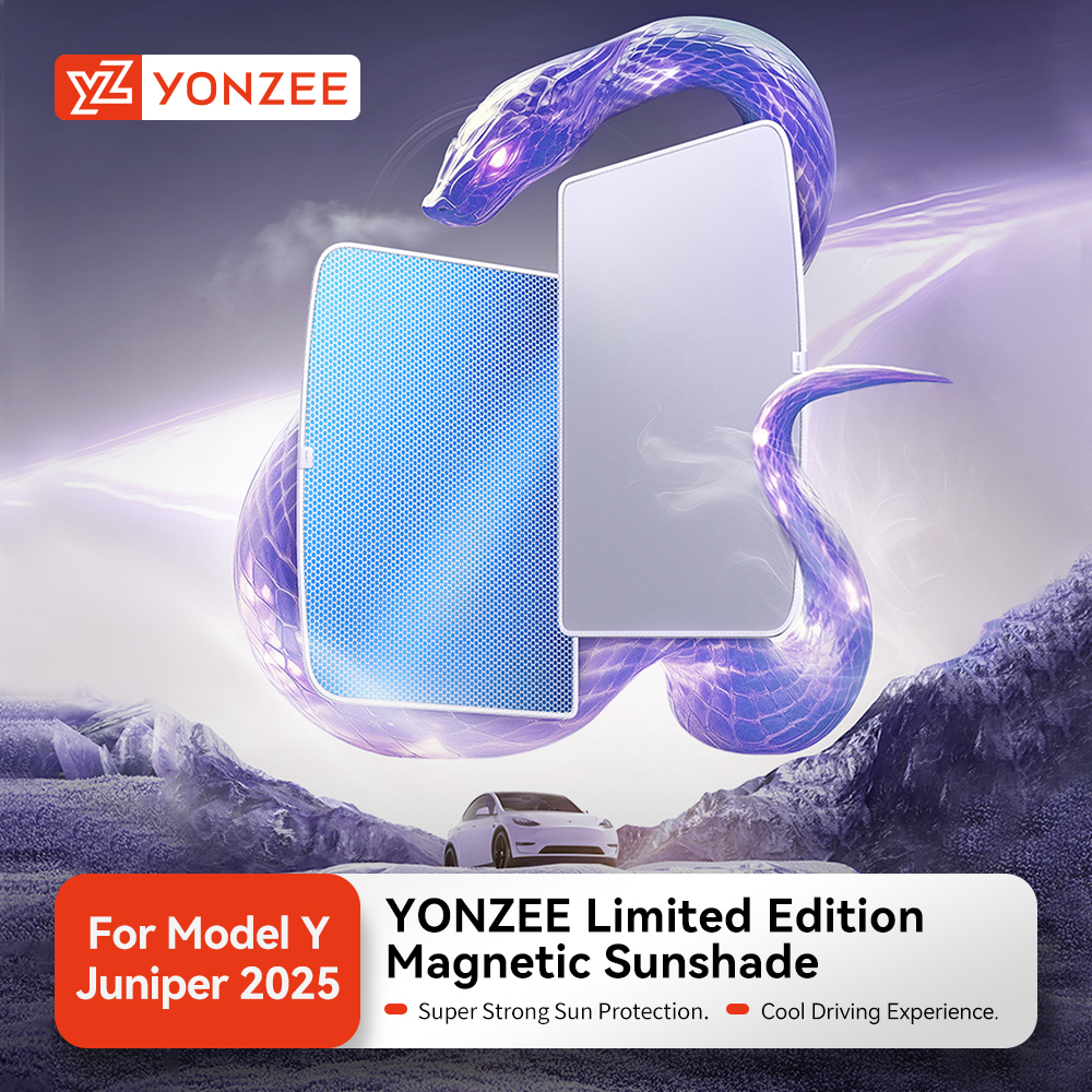 YZ для Tesla 2025 Model Y Juniper Starship Blue Ice Солнцезащитные козырьки Сотовый магнитный солнцезащитный козырек Стеклянный экран Передний и задний люк на крыше
