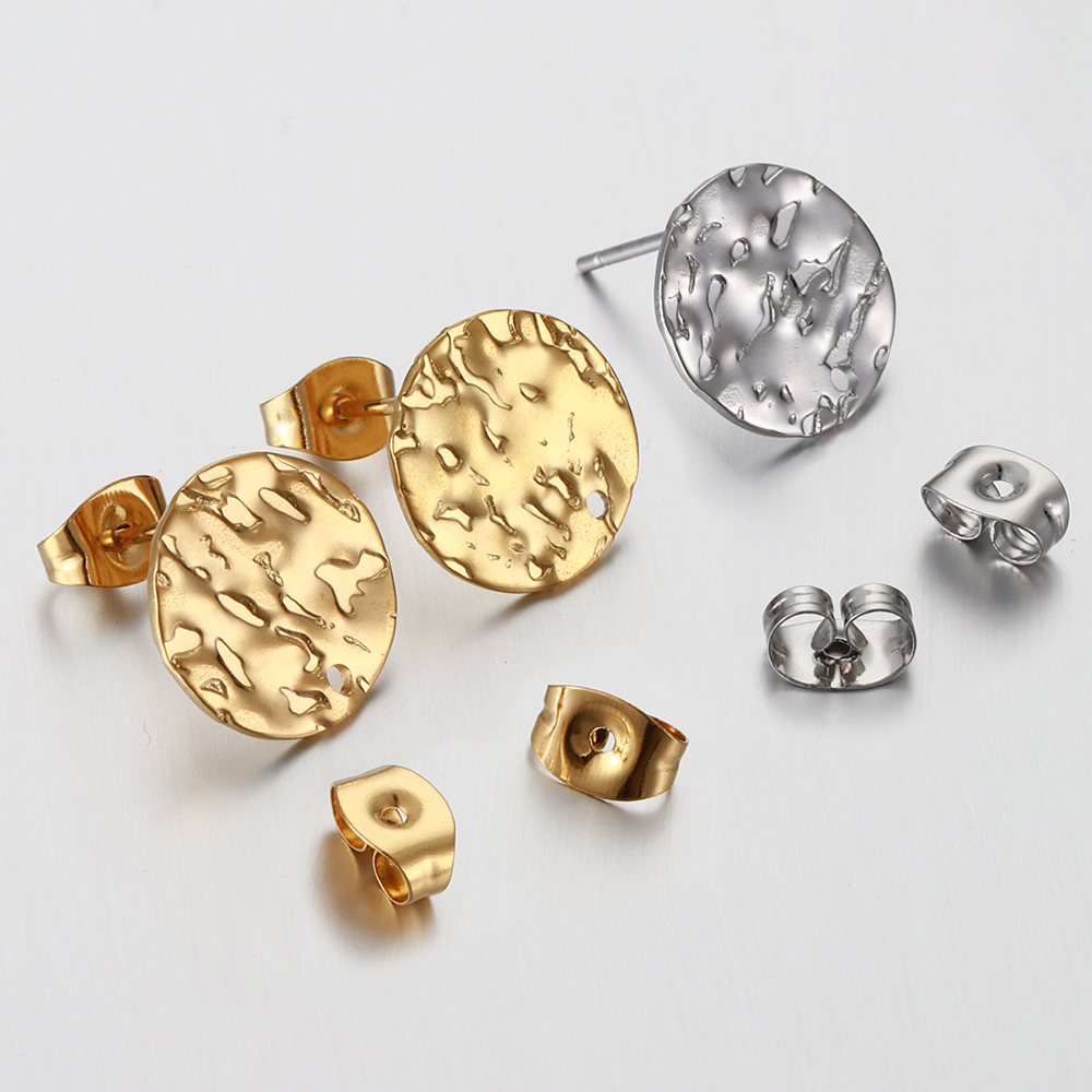 10 pçs de aço inoxidável gravação orelha studs brinco posts conjunto para brincos piercing jóias fazendo diy