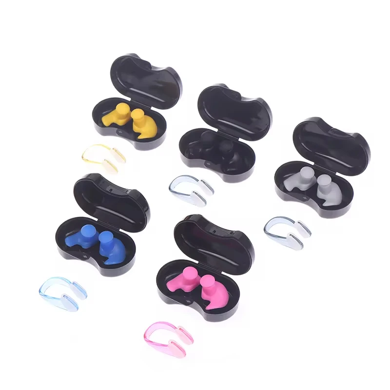 Silicone Swimming Earplugs with Nose Clip Set - Noise Cancelling Sleep Earplugs, Waterproof Soundproof Eco-Friendly Design