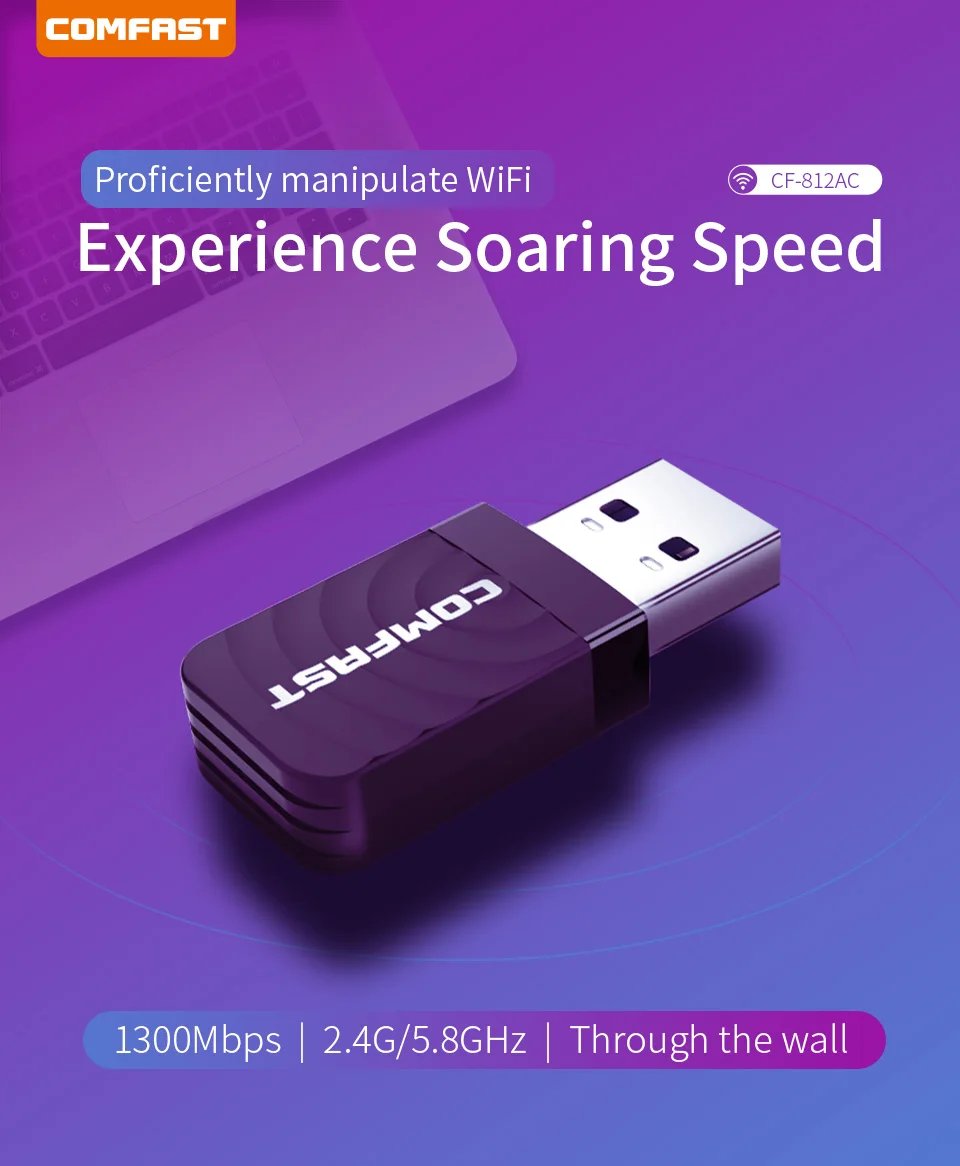 Comfast 1300 Мбит/с USB3.0 Wi-Fi адаптер двухдиапазонная беспроводная сетевая карта 2,4G и 5G MU-MIMO WiFi Dongle AP для Linux Windows Vista MAC