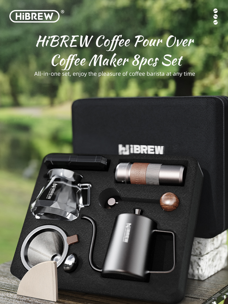 HiBREW Кофейные чайники Ручная кофемолка Кофеварка Набор из 8 предметов