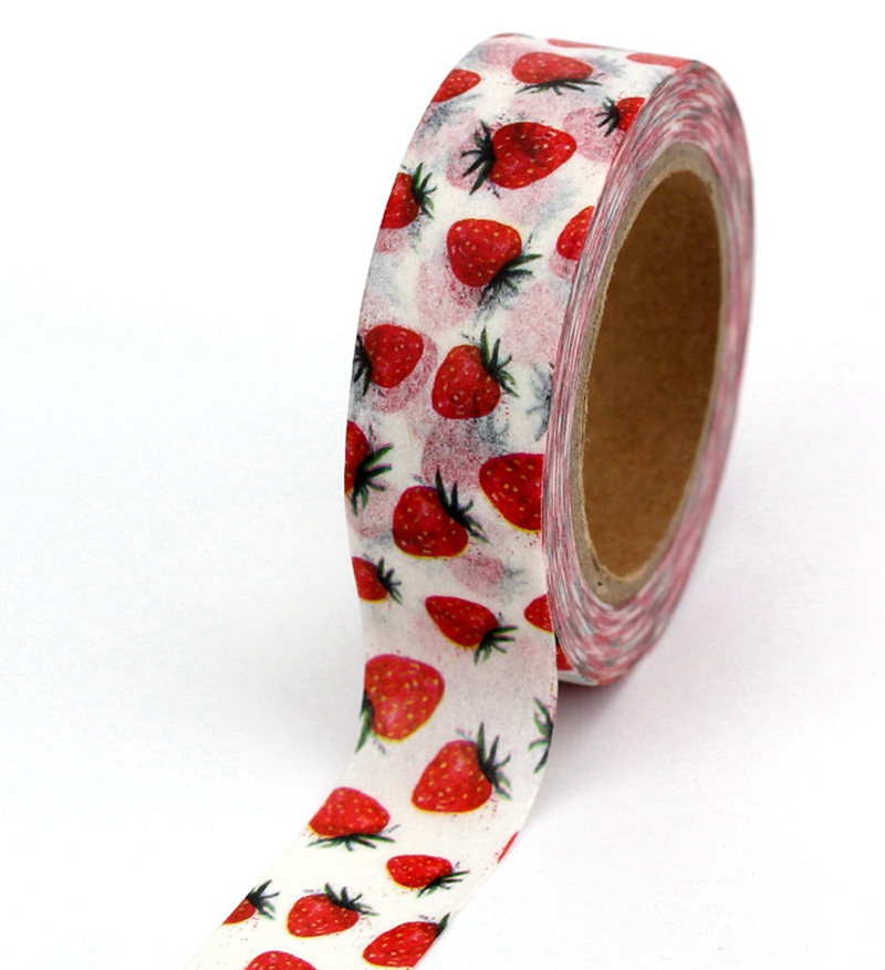 1PC. 10M Decor Cute Strawberry Fruit Washi Tapes DIY for Scrapbooking Planner Adhesive Masking Tapes Kawaii Papeleria