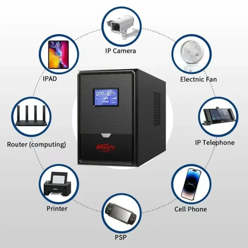 Shanpu ออฟไลน์ UPS 2000VA Interactive Uninterruptible Power Supply สําหรับใช้ในบ้าน
