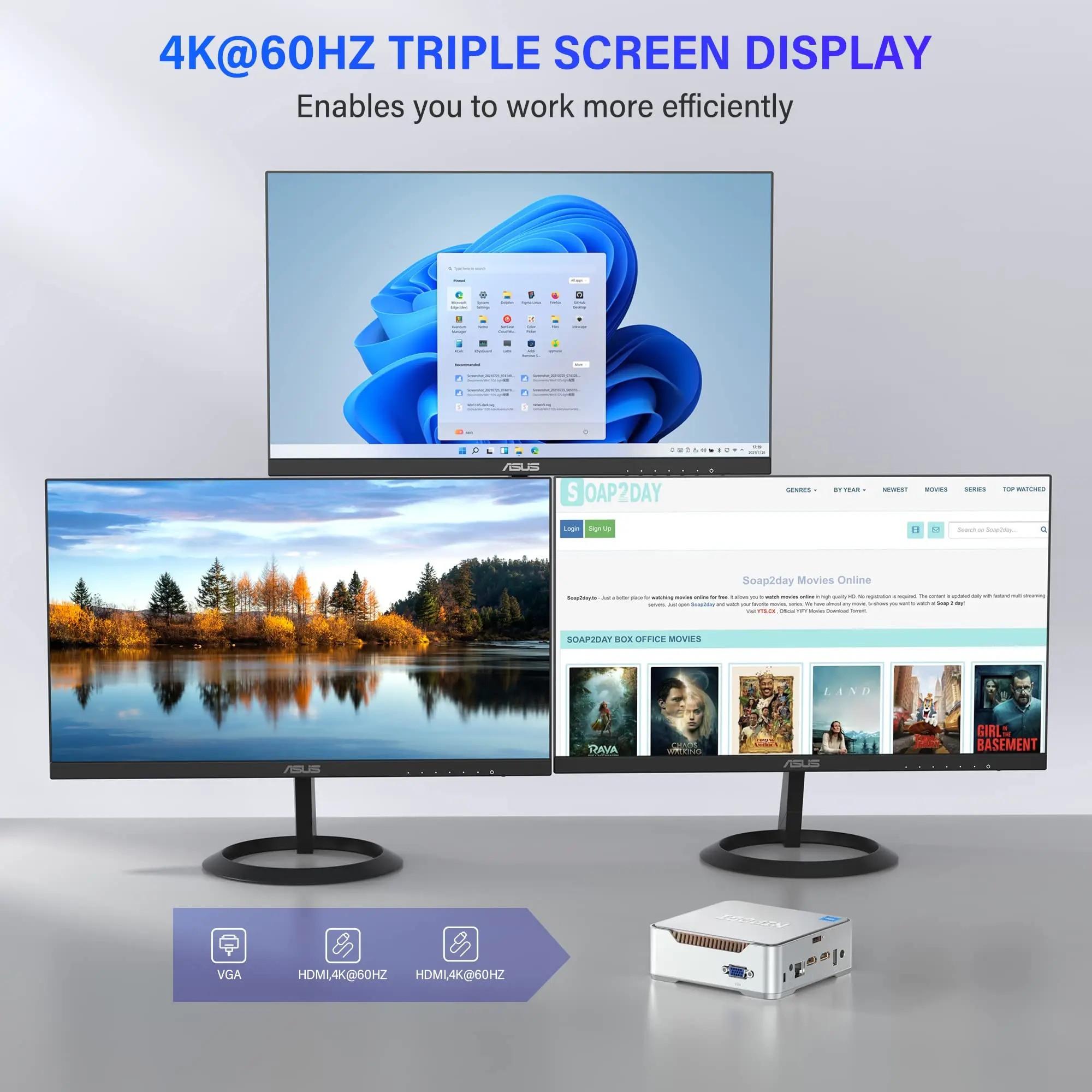 ACEMAGIC Mini-PC Intel Alder Lake-Ν95 12. Generation 8 GB RAM 256 GB M.2 SSD Mini-Computer 4K UHD Dual Wi-Fi BT 4.2 Mini-Desktop-PC