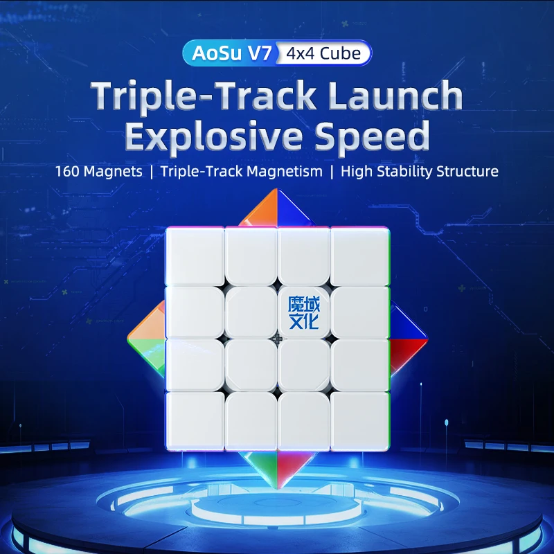 [JudyCube] MOYU AOSU V7 4X4 Track Magnets UV Magic Speed Cube Stickerless Aosu Fidget Toys Aosu v7 Cubo Magico Puzzle