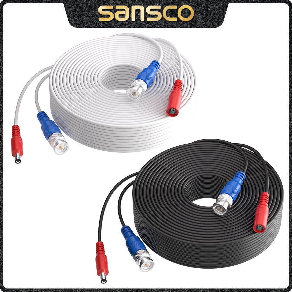 SANSCO 100 pies 30M cámara de seguridad Cable de alimentación de vídeo Cable BNC RCA para cámara CCTV y DVR en sistema CCTV Cables de vigilancia