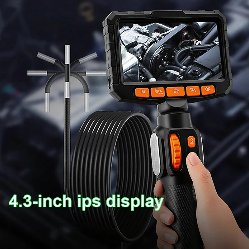 LCD Monitor Industriële Inspectie Camera 360 Scharnierende Borescope 1080P 6.0mm 4.3inch Met 2-weg Articulatie Voor Automotive