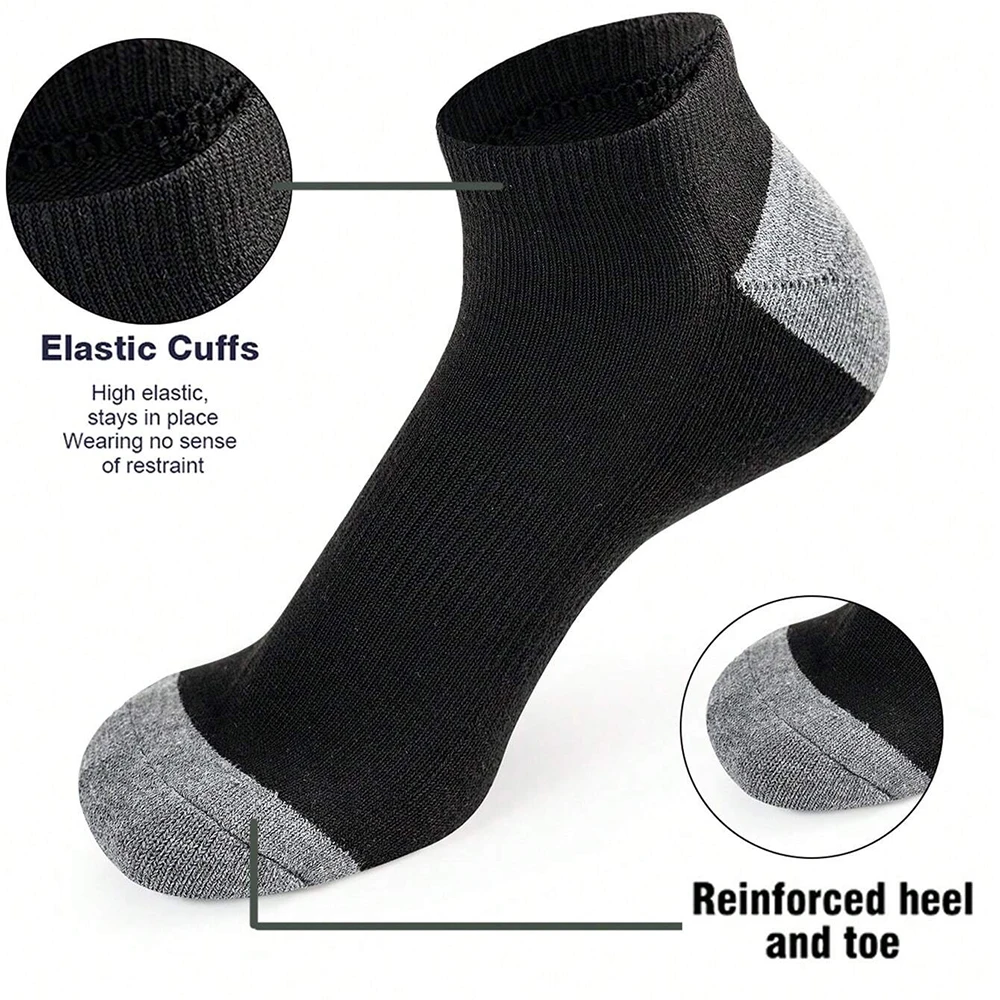10 pares de calcetines cómodos y transpirables que absorben el sudor a prueba de olores calcetines de Color sólido de corte bajo adecuados para actividades al aire libre