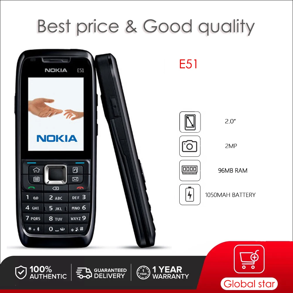 Original Unlocked E51 Mobile Phone Russian Arabic Hebrew Keyboard Made in Finland Free Shipping