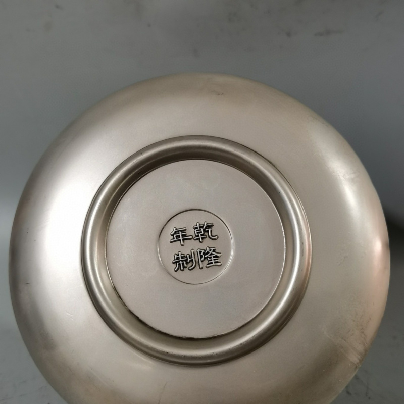 Antique Collection Qianlong Year Model Silver-Plated Painted Chang'e Flying Pan Decoration Sitting Plate Display Plate Home Deco