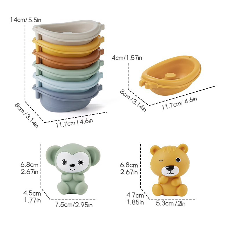 ของเล่นเด็กซ้อนอาบน้ําเรือของเล่นซิลิโคนน่ารักสัตว์หุ่นนิ้วมือสําหรับเด็ก Interactive ลอยบีบของเล่นของขวัญ