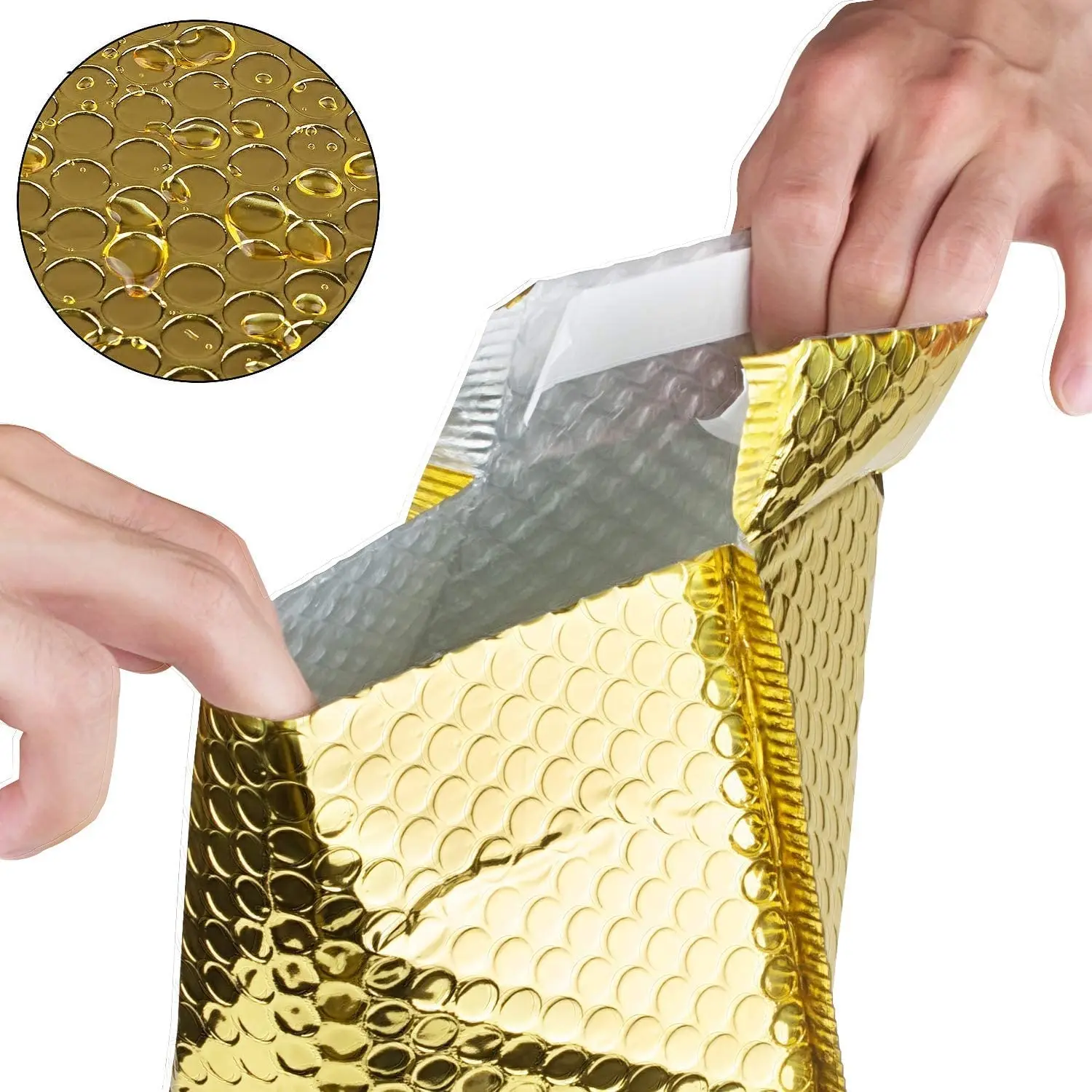 ซองจดหมายฟองสีทองแพ็ค50ชิ้นซองจดหมายแบบมีตัวซีลด้วยตนเองสีชมพูฟองโพลีบับเบิ้ลแพ็คเลเซอร์สำหรับใส่หนังสือ