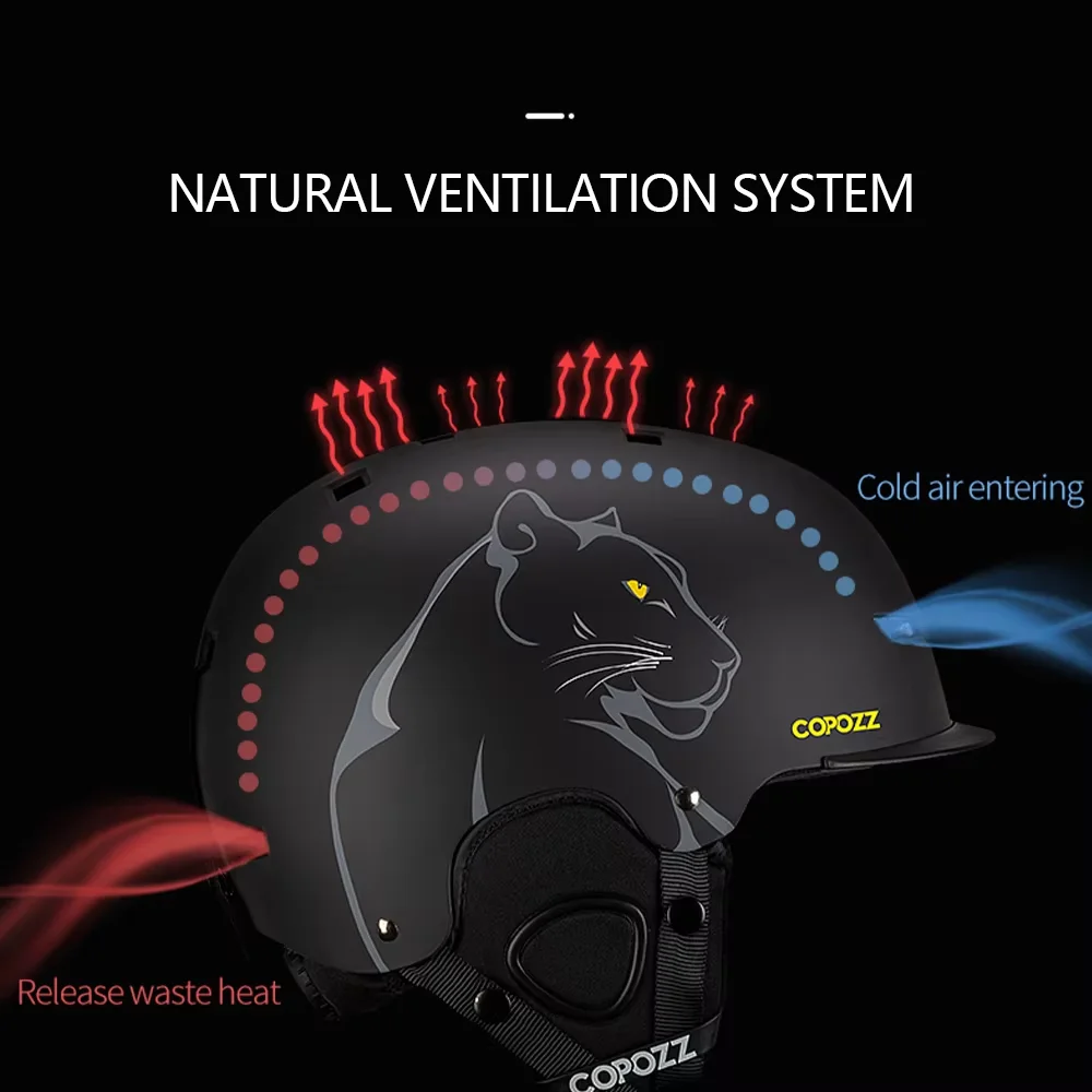 Copozz novo capacete de esqui unissex certificado meio coberto anti-impacto capacete de esqui para adultos e crianças capacete de snowboard de segurança na neve