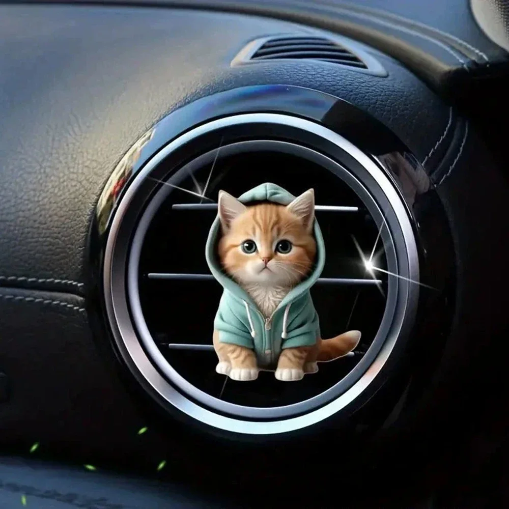1PC パーカー子猫完成品換気クリップ車の装飾アロマトリートメントアクリルアクセサリー